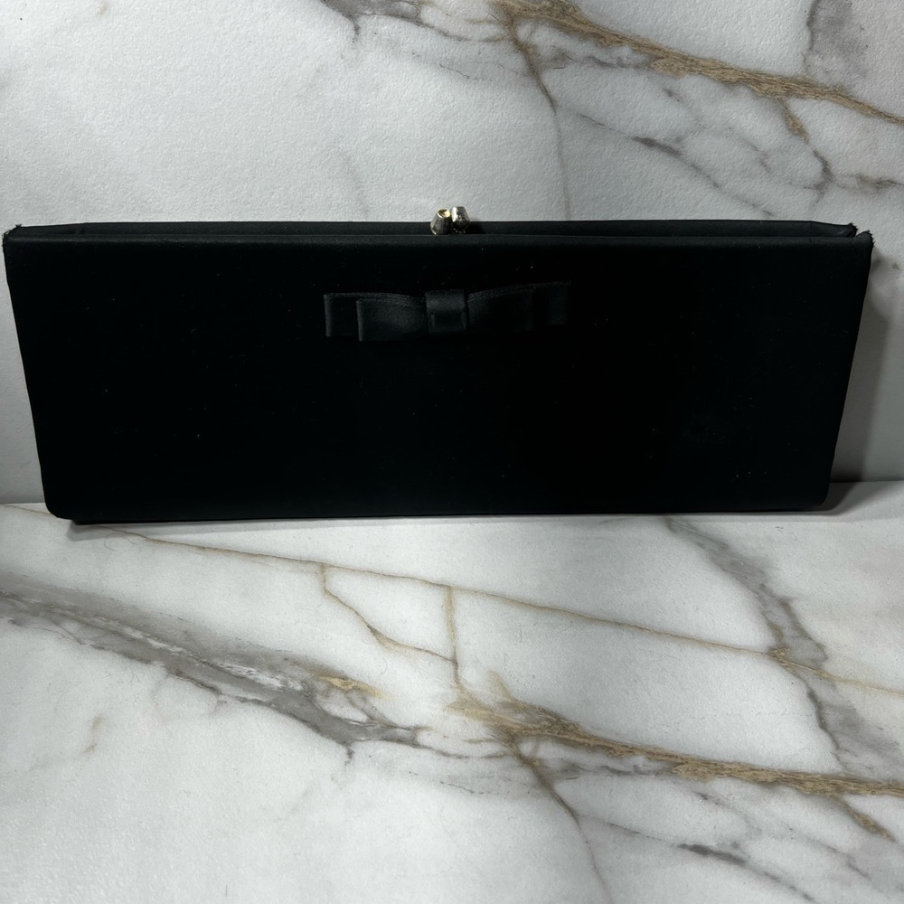 Vintage Black Snap Clutch Purse By H L Harry‎ Levine USA. 11 1/2 long X 4 1/2 T